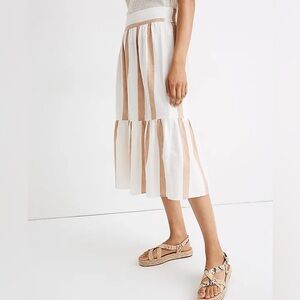 Madewell Ruffle-Hem Midi Skirt in Stripe